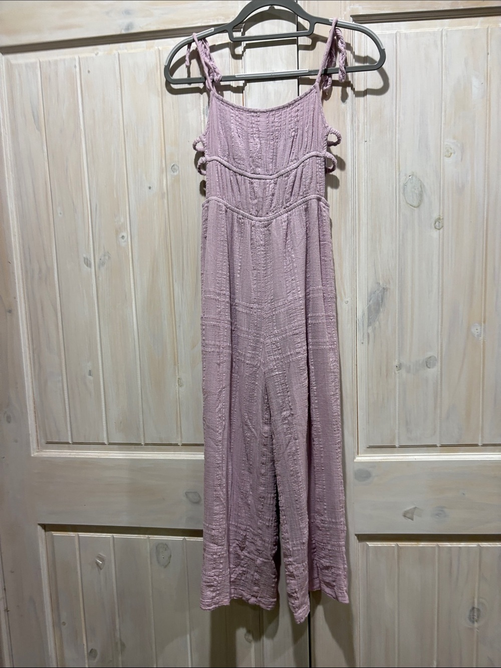 Urban Outfitters Tie-Shoulder Small Mauve Jumpsuit